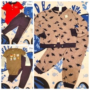 Baby Boy's Carter's 3 Outfit Cozy Fall Winter Set Onesie Pants Size 24 Months